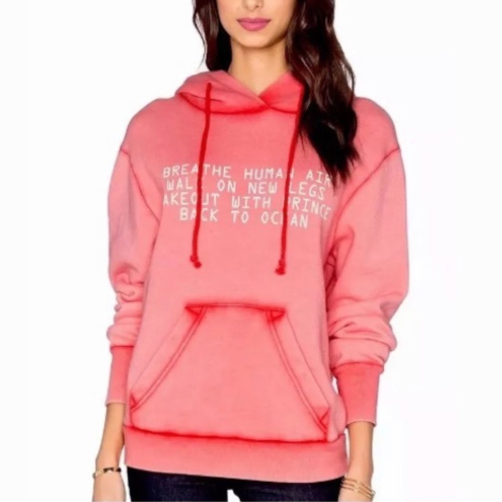 Wildfox Pink Oversized Long Sleeve mermaid  Hoodie